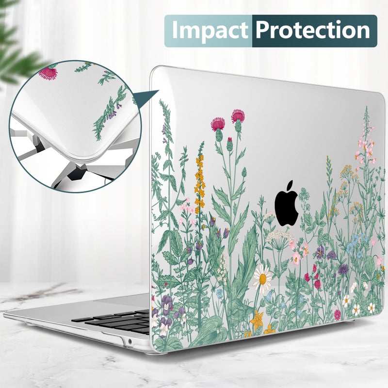 TWOLSKOO Botanical Illustration Engraving Style Hrad Shell Case Cover and Keyboard Skin Screen Protector for MacBook Air 13 inch 2018-2021 Model A2337 M1 A2179 A1932 with Retina Display - Image 4